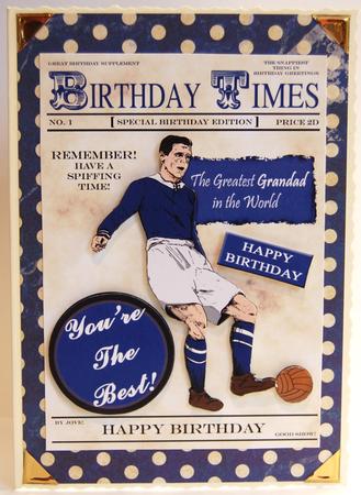 Blue Vintage Footballer (grandad's Birthday) - A5 by Jane Wells