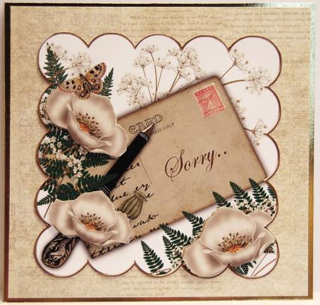 Cream Poppy Sorry Ink Saver 8in Decoupage Topper by Jane Wells