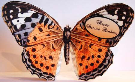 Butterfly Stand Up Card 7 - Belated by Jane Wells