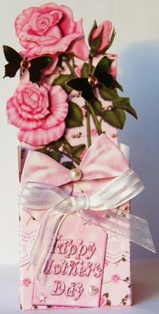 Pink Roses Mothers Day Box Card by Jane Wells