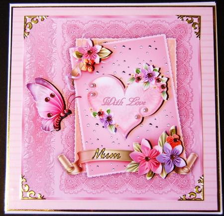 Origami Flowers and Lace Square Card Front and Step by Step by Jane Wells