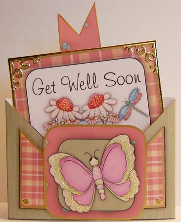 Criss Cross Pocket Get Well Soon Card with Birds and Flowers by Jane Wells