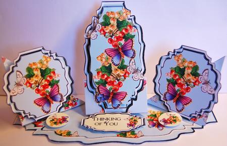Triple Twist Easel Card - Butterflies on Berries by Jane Wells