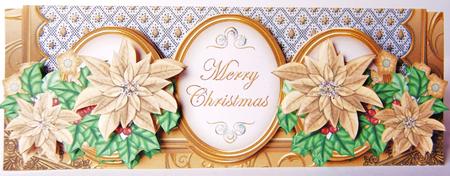 Gold Poinsettia Merry Christmas Large Dl Decoupage Card Kit by Jane Wells