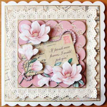 Pink Magnolia If Friends Were -  8in Xtreme Decoupage Kit by Jane Wells