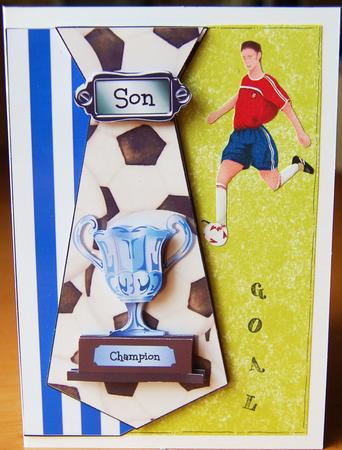 Blue & White Football Tie Card Front by Jane Wells