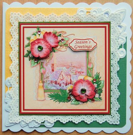 Christmas Rose Frame & Church in Gold by Jane Wells