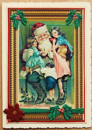 Father Christmas Decoupage Card Front by Jane Wells