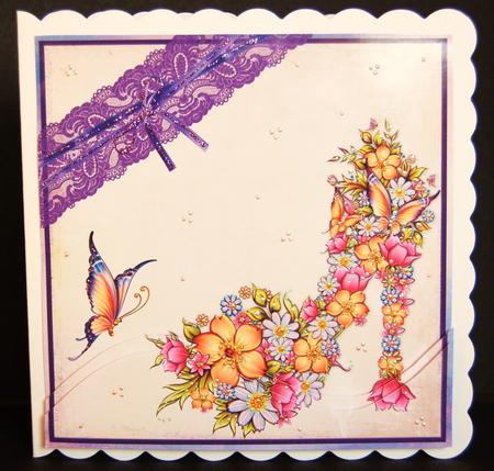 Floral Shoe Butterfly & Lace 8x8in Swirl Stacker by Jane Wells