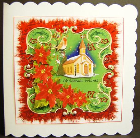 8x8 Poinsettia and Robin by Jane Wells