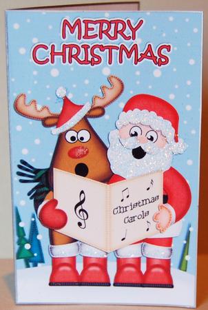 Xmas Singing Santa & Rudolph Lottery Wallet Card by Jane Wells
