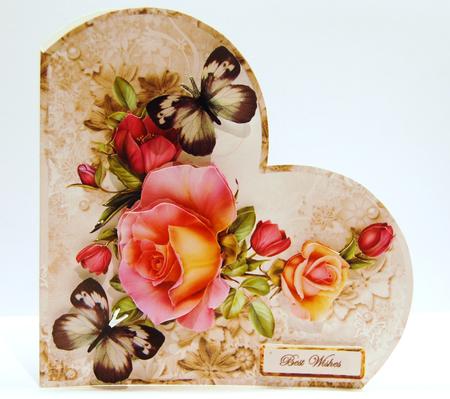 Rose and Heart Shaped Card by Jane Wells