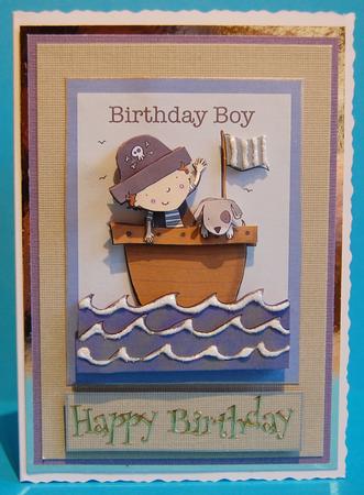 Pirate Boy in Boat with Little Dog by Jane Wells