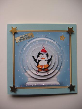 Xmas Cheeky Penguin Snowglobe Circle Pyramage Topper by Jane Wells