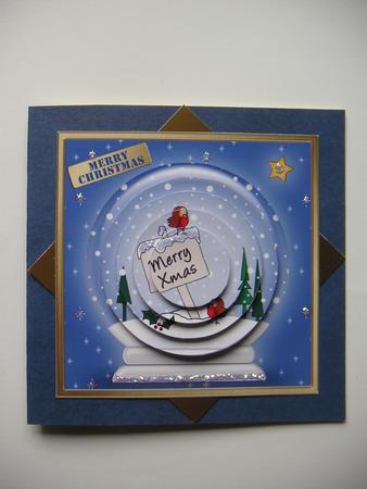 Xmas Cheeky Robins Snowglobe Circle Pyramage Topper by Jane Wells