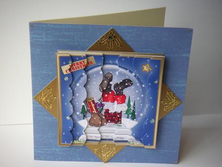 Santa Got Stuck! Snowglobe Scallop Edge Side Stacker by Jane Wells