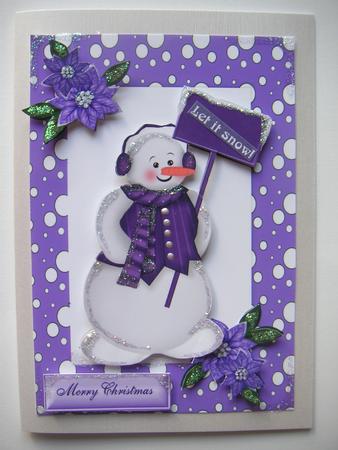 Snowman in Purple/white Frame by Jane Wells