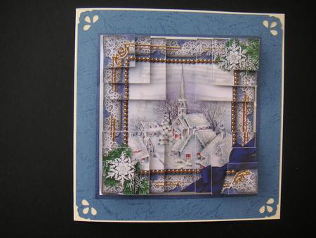 Blue Church Snow All 4 Corner Stacker Card Front by Jane Wells