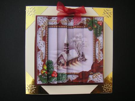 Church Lights on Holly 5inch Square Straight 2 Side Stacker by Jane Wells