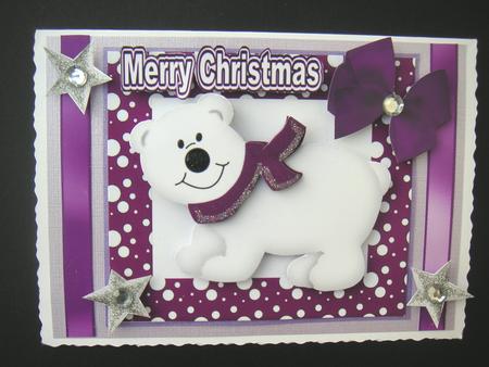 Little White Polar Bear with Purple Scarf by Jane Wells