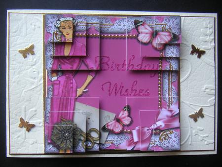 Pink Lady Butterfly All 4 Corner Stacker Card Front by Jane Wells