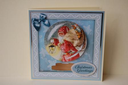 Santa Snowglobe with Lace & Scalloped Circle Stacker by Jane Wells
