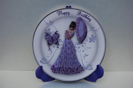 Lavendar Lovely Plate Card & Stand by Jane Wells