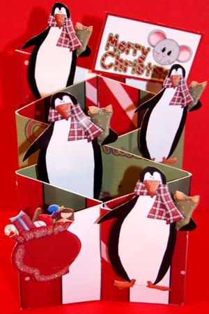 Penguin with Gift Cascade Card Kit by Jane Wells