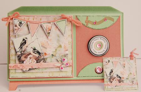 Radio Shape Card Vintage Birdsong by Jane Wells