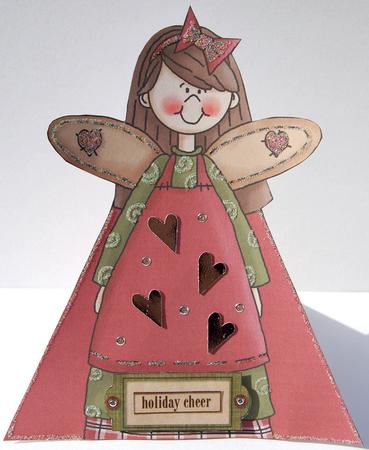 Christmas Angel & Hearts 3D Stand Up Pyramid Card Kit by Jane Wells
