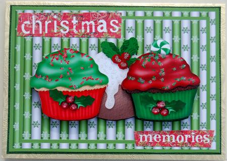 Christmas Cup Cakes Card Front by Jane Wells