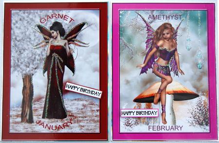 Garnet and Amethyst Birthstone Fairies 1 by Jane Wells