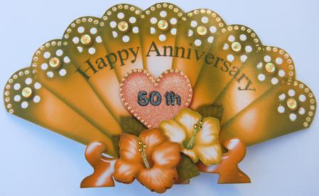Golden Anniversary Fan & Stand by Jane Wells