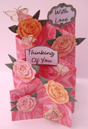 Peach Roses on Silk Cascade Card Kit by Jane Wells