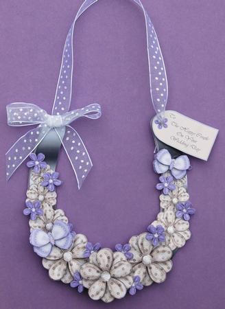 Beautiful Purple 3D Decoupage Lucky Wedding Horseshoe Kit by Jane Wells