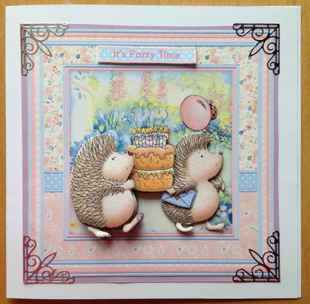 Party Cake Hedgehogs 8x8 Birthday Mini Kit & Decoupage by Jane Wells
