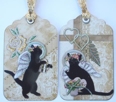 2 Cute Cat Tag Toppers by Jane Wells
