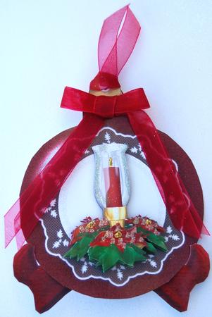 Bauble Shaped Plate Card and Stand with Candle Decoupage by Jane Wells