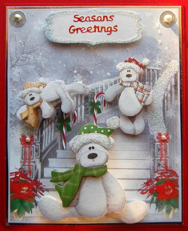 Teddies Having Fun Sliding Down the Bannister by Jane Wells