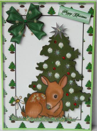 Little Deer with Christmas Tree by Jane Wells