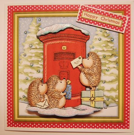 Hedgehogs Christmas Post 7.5 Christmas Decoupage Mini Kit by Jane Wells