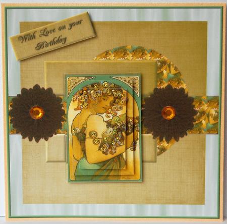 Art Deco Lady with Flower Decoupage by Jane Wells