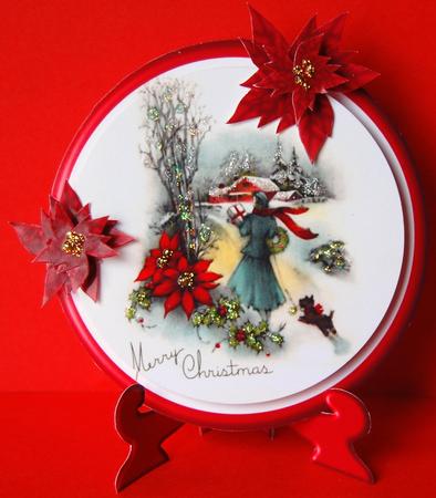 Art Deco Lady in Snow with Poinsettias Plate Sheet by Jane Wells