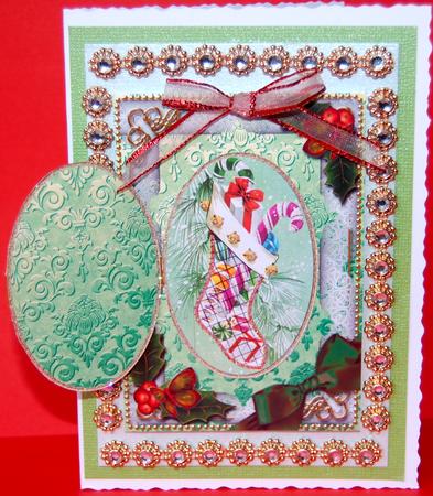 Christmas Stocking Holly A5 Locket Card Front by Jane Wells