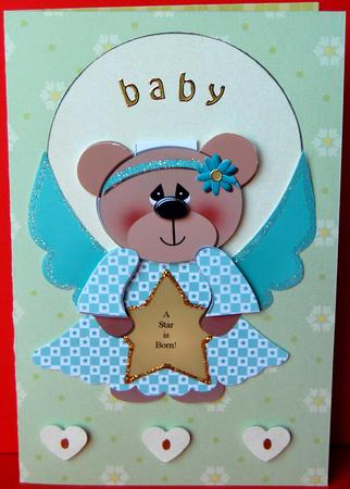 New Baby Angel Bear Flip-up Card by Jane Wells