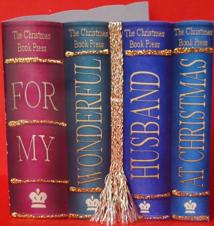 Merry Christmas Husband Books Shaped Card by Jane Wells
