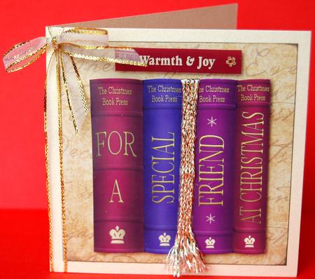 Merry Christmas Friend Books Shaped Card by Jane Wells