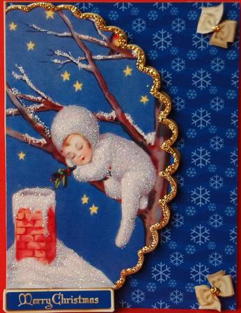 Christmas Baby Scalloped Edge Card with Topper by Jane Wells