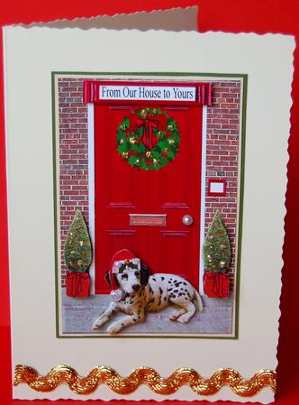 Christmas Door with Dalmatian Dog by Jane Wells