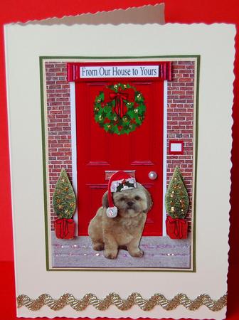 Christmas Door with Shih Tzu by Jane Wells